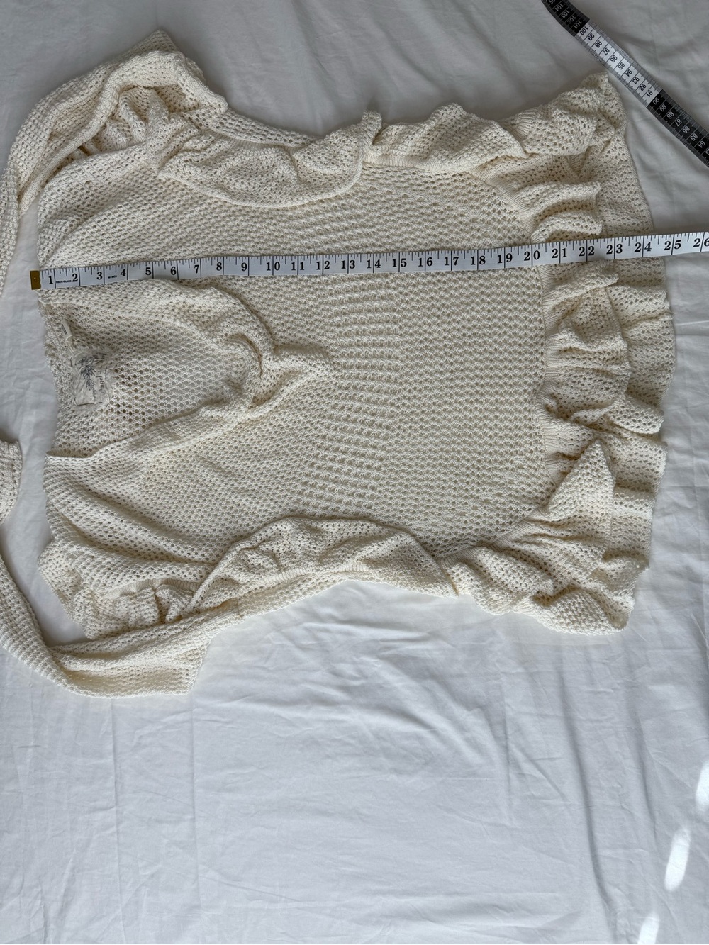 Anthropologie Angel of the North Cream Crochet Ruffle Top Size Large - Picture 9 of 11